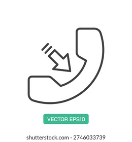 Incoming Call icon. Thin line icon vector