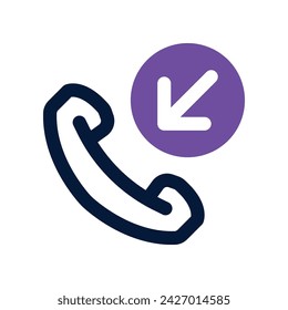 icono de llamada entrante. icono de tono dual vectorial para su sitio web, móvil, presentación y diseño de logotipo.