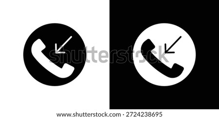 Incoming Call icons flat vector concept. Black and white illustrations