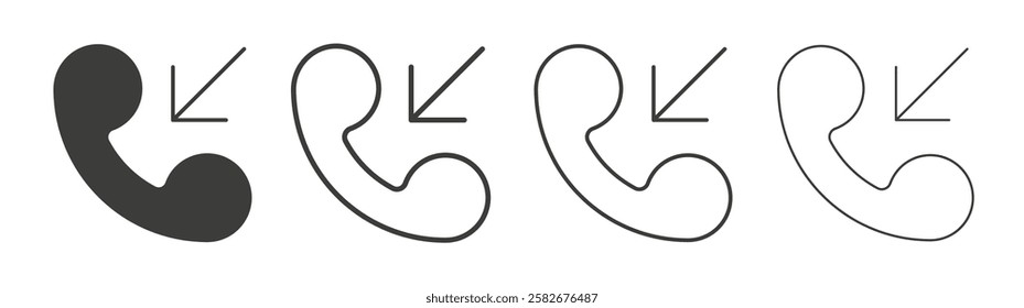 Incoming Call icons set vectors graphic designs