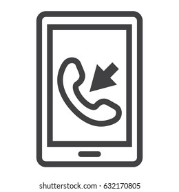Incoming call line icon, Contact us and website button, vector graphics, a linear pattern on a white background, eps 10.