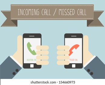 Incoming Call And Missed Call On Smartphone Vector