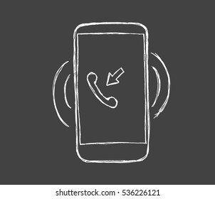 Incoming call. Mobile phone. Mobile connection. Smart phone. Cell phone icon. Vector illustration on grey background