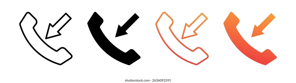 Incoming Call Multi Style Icon Set Vector