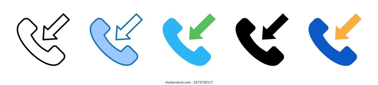 Incoming Call multiple style icons set design vector illustration.