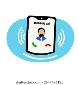 Incoming Call Notification on Smartphone – Flat Vector Illustration
