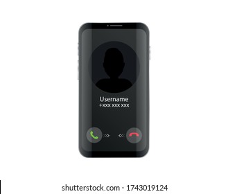 Incoming call on the phone. Interface screen phone with call. Flat style.