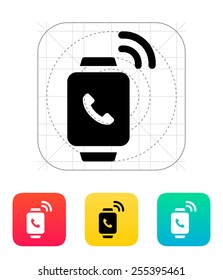 Incoming call on smart watch icon. Vector illustration.