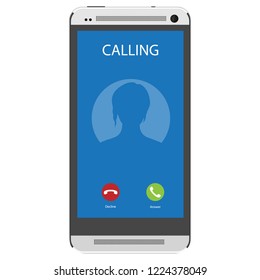 Incoming call on smartphone screen. Flat design vector illustration. Calling service. Modern concept for web banners, web sites, infographics. Creative flat design vector illustration
