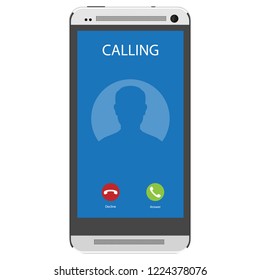 Incoming call on smartphone screen. Flat design vector illustration. Calling service. Modern concept for web banners, web sites, infographics. Creative flat design vector illustration