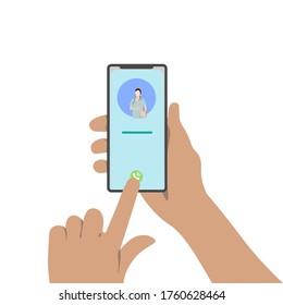 Llamada entrante en la pantalla del smartphone. Ilustración vectorial de diseño plano. Servicio de llamadas. Concepto moderno para banners web, sitios web, infografías. Ilustración vectorial de diseño plano creativa