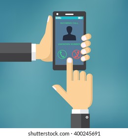 Incoming call on smartphone screen