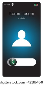 Incoming call on smartphone screen, Vector illustration.