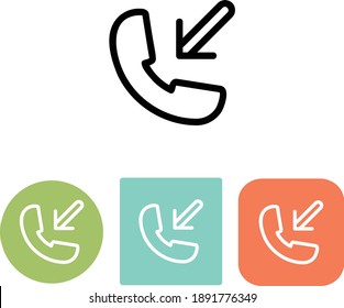 Incoming call phone vector icon with 3 different types