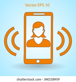 an incoming call to the phone vector icon