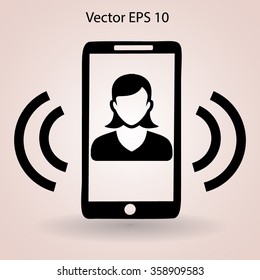 an incoming call to the phone vector icon