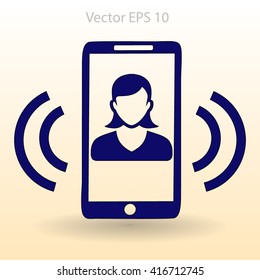 an incoming call to the phone vector icon