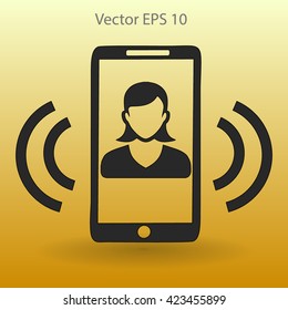 an incoming call to the phone vector icon