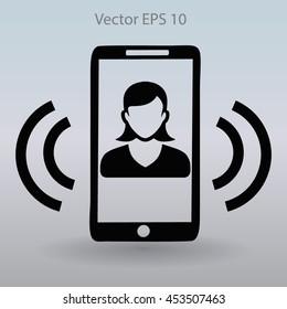 an incoming call to the phone vector icon