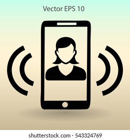 an incoming call to the phone vector icon