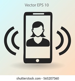 an incoming call to the phone vector icon