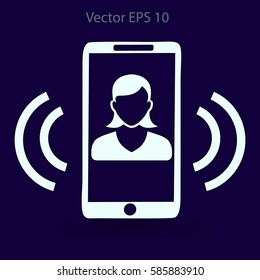 an incoming call to the phone vector icon