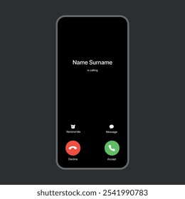 Maqueta de pantalla de llamada entrante para diseño de interfaz de usuario móvil
