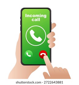 Interfaz de usuario de pantalla de llamada entrante para Smartphone.Ilustración vectorial