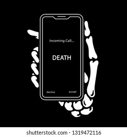 INCOMING CALL SKELETON HAND WITH PHONE 2 BLACK BACKGROUND