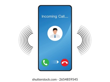 Chamada recebida, smartphone, conceito de conexão de comunicação, design vetorial