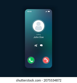 Incoming call smartphone interface vector template. Mobile app page design layout. Calls management on mobile device screen. Respond to anonymous caller. Flat UI for application. Phone display