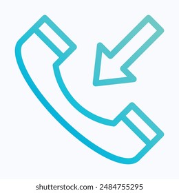 Incoming Call, Telephone Icon, Phone Call Vector Icon. Isolated Lineal Gradient Vector Icon.