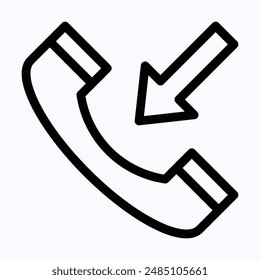 Incoming Call, Telephone Icon, Phone Call Vector Icon. Lineal Isolated Vector Icon.