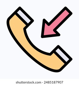 Incoming Call, Telephone Icon, Phone Call Vector Icon. Isolated Lineal Color Vector Icon.
