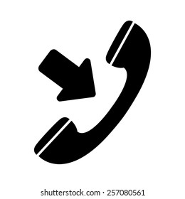 Incoming call vector icon - black illustration