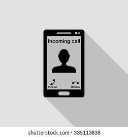 incoming call vector icon with long shadow