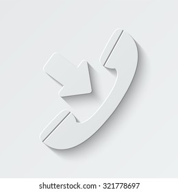 incoming call vector icon - paper illustration