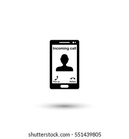 Incoming call vector icon with round  shadow