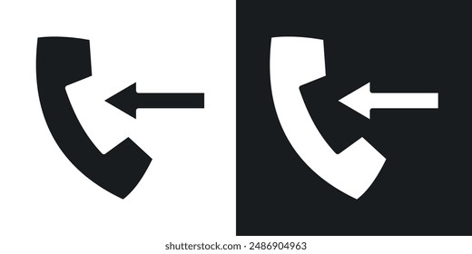 Incoming Call vector icon set in solid black and white color