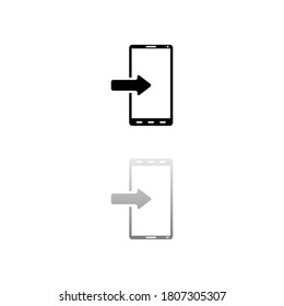 Incoming calls. Black symbol on white background. Simple illustration. Flat Vector Icon. Mirror Reflection Shadow. Can be used in logo, web, mobile and UI UX project