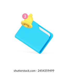 Incoming email document folder notification new mail message correspondence 3d icon realistic vector illustration. Newsletter postal mailing cyberspace business contact communication internet notice