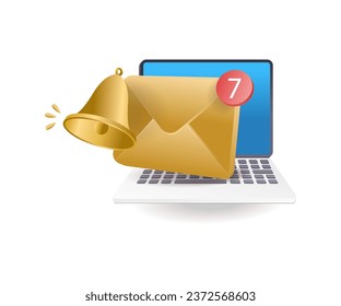 Incoming email notification on computer flat illustration concept