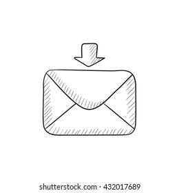 Incoming email vector sketch icon isolated on background. Hand drawn Incoming email icon. Incoming email sketch icon for infographic, website or app.