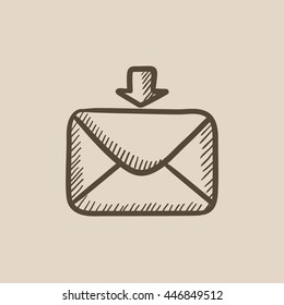 Incoming email vector sketch icon isolated on background. Hand drawn Incoming email icon. Incoming email sketch icon for infographic, website or app.