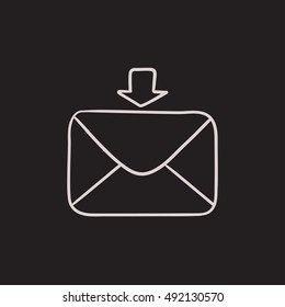 Incoming email vector sketch icon isolated on background. Hand drawn Incoming email icon. Incoming email sketch icon for infographic, website or app.