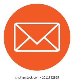 INCOMING MAIL button. ENVELOPE icon in orange circle. Vector.