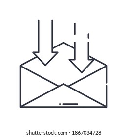 Incoming mail icon, linear isolated illustration, thin line vector, web design sign, outline concept symbol with editable stroke on white background.