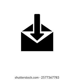 Incoming Mail, Sms Email, Message Letter Solid Flat Vector Icon Isolated on White Background.