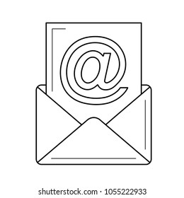 Incoming mail vector line icon isolated on white background. Incoming mail line icon for infographic, website or app.