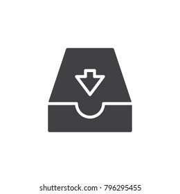 Incoming mailbox icon vector, filled flat sign, solid pictogram isolated on white. Email Inbox symbol, logo illustration.